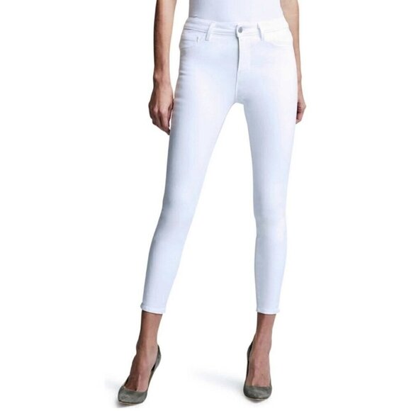 NWT L'AGENCE White Margot High Rise Skinny Jean in Blanc Coated - Size 27 - Picture 1 of 14